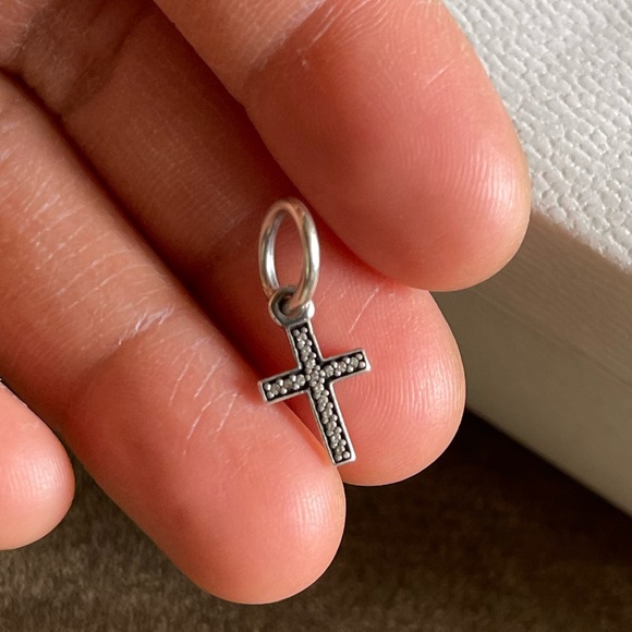 Retired Pandora Sparkling Cross Dangle Charm for Bracelet Necklace EUC - Picture 3 of 5